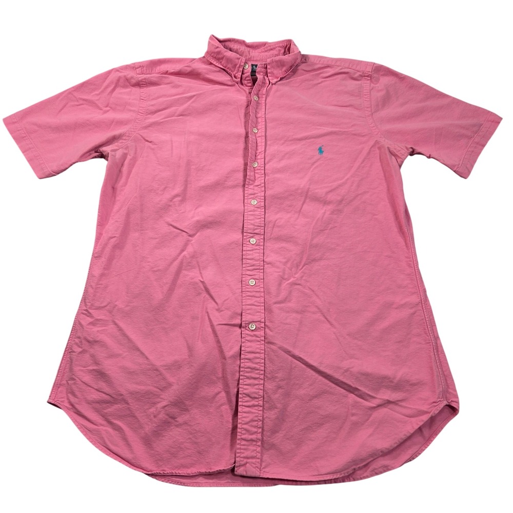 Ralph Lauren Shirt Mens XLT Pink Short Sleeve Custom Fit Oxford Button Down
